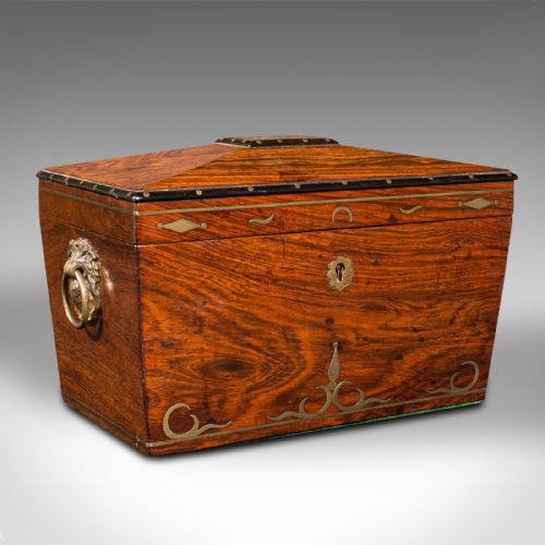 Antique Sarcophagus Tea Caddy, Anglo Indian, Colonial, Campaign, Victorian, 1850