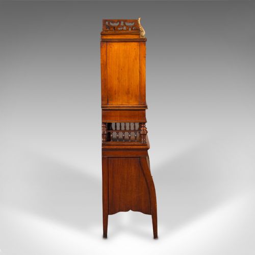 ANTIQUE BUREAU CABINET ENGLISH WALNUT TAMBOUR EDWARDIAN 1910 - ADDITIONAL PHOTO 3