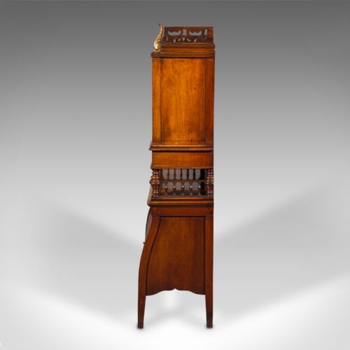ANTIQUE BUREAU CABINET ENGLISH WALNUT TAMBOUR EDWARDIAN 1910 - ADDITIONAL PHOTO 4