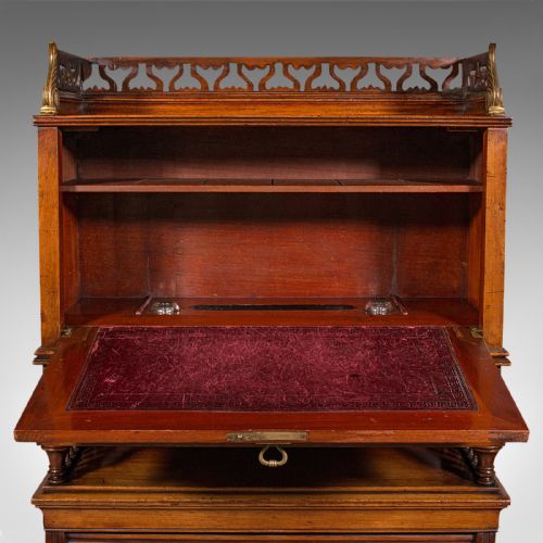 ANTIQUE BUREAU CABINET ENGLISH WALNUT TAMBOUR EDWARDIAN 1910 - ADDITIONAL PHOTO 8