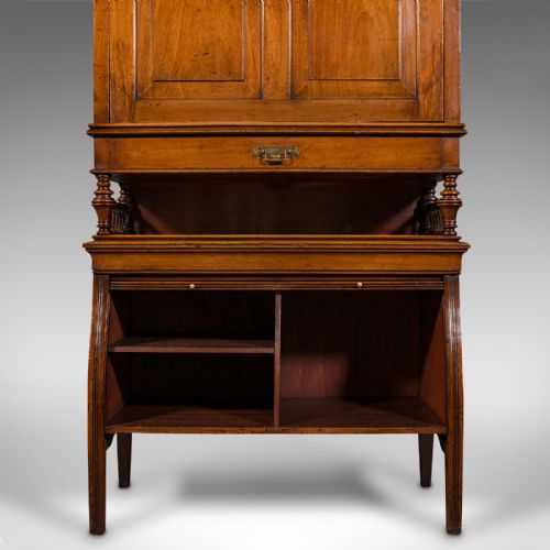 ANTIQUE BUREAU CABINET ENGLISH WALNUT TAMBOUR EDWARDIAN 1910 - ADDITIONAL PHOTO 11