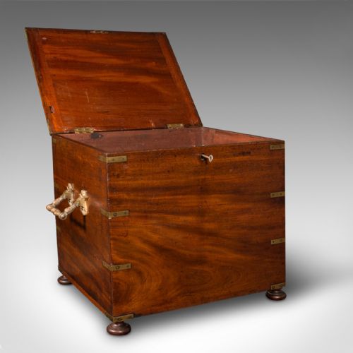 fig 1. Antique Campaign Cellarette, English, Colonial, Storage Box, Victorian, C.1850