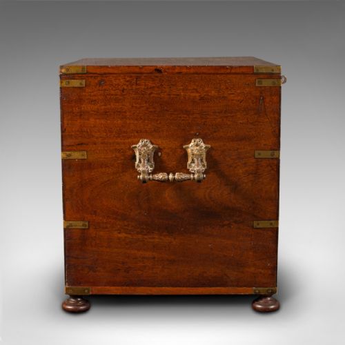 fig 3. Antique Campaign Cellarette, English, Colonial, Storage Box, Victorian, C.1850