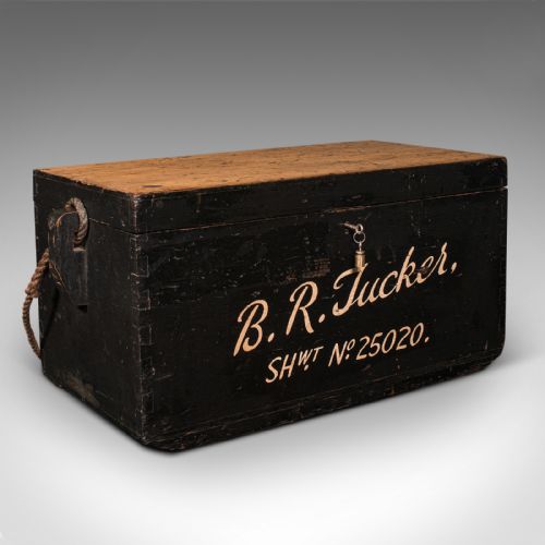 fig 2. Antique Shipwright's Trunk, Pine, Craftsman, Tool Chest, Victorian, Circa 1900