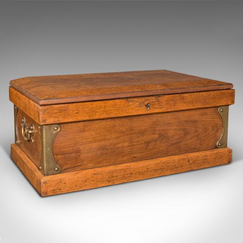 fig 1. Antique Boat Builder's Chest, English, Oak, Tool Trunk, Coffee Table, Victorian