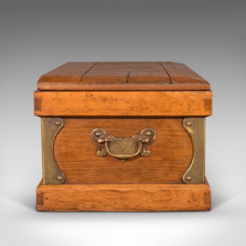 fig 3. Antique Boat Builder's Chest, English, Oak, Tool Trunk, Coffee Table, Victorian