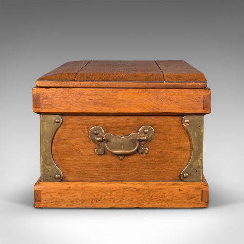 fig 4. Antique Boat Builder's Chest, English, Oak, Tool Trunk, Coffee Table, Victorian