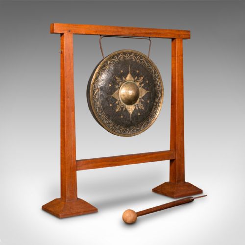 Antique Dinner Gong, English, Fruitwood, Large Chime, Arts & Crafts, Edwardian
