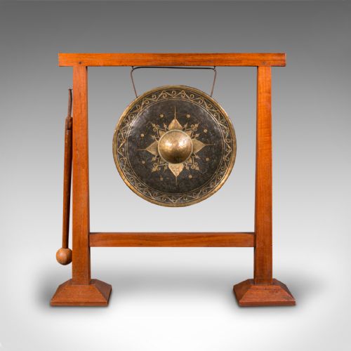 fig 1. Antique Dinner Gong, English, Fruitwood, Large Chime, Arts & Crafts, Edwardian