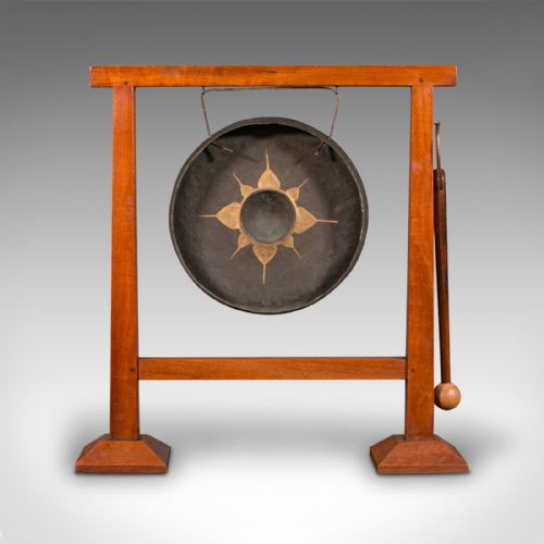 fig 3. Antique Dinner Gong, English, Fruitwood, Large Chime, Arts & Crafts, Edwardian