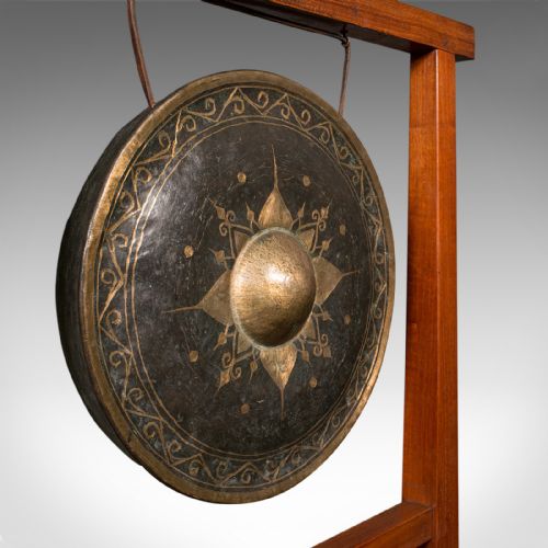 fig 4. Antique Dinner Gong, English, Fruitwood, Large Chime, Arts & Crafts, Edwardian