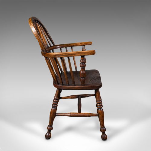 fig 4. Pair Of Antique Windsor Chairs, English, Elm, Ash, Elbow, Armchair, Victorian