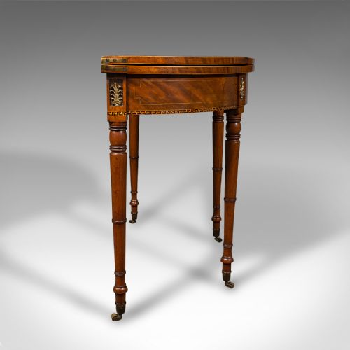 fig 3. Antique Demi Lune Table, English, Walnut, Fold Over, Card, Game, Georgian, 1800