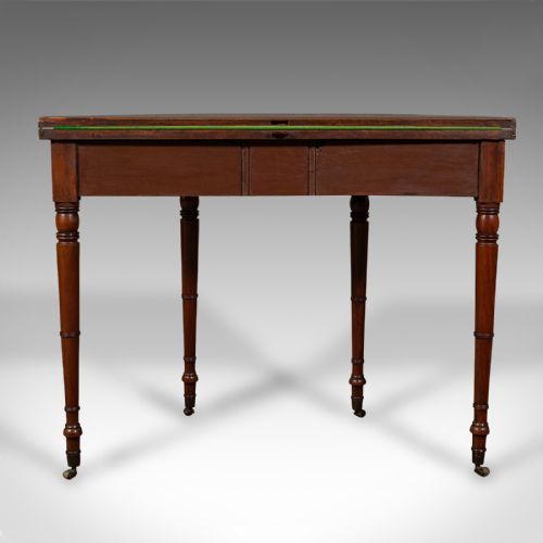 fig 4. Antique Demi Lune Table, English, Walnut, Fold Over, Card, Game, Georgian, 1800
