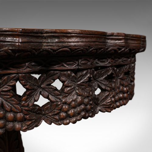 ANTIQUE CARVED LAMP TABLE ANGLO INDIAN TEAK TILT TOP COLONIAL VICTORIAN - ADDITIONAL PHOTO 7