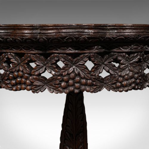ANTIQUE CARVED LAMP TABLE ANGLO INDIAN TEAK TILT TOP COLONIAL VICTORIAN - ADDITIONAL PHOTO 8