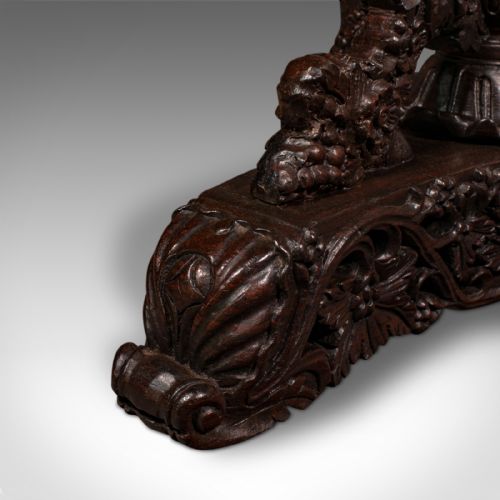 ANTIQUE CARVED LAMP TABLE ANGLO INDIAN TEAK TILT TOP COLONIAL VICTORIAN - ADDITIONAL PHOTO 11