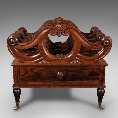 ANTIQUE CANTERBURY STAND ENGLISH MAGAZINE NEWSPAPER RACK REGENCY CIRCA 1820 - ADDITIONAL PHOTO 1