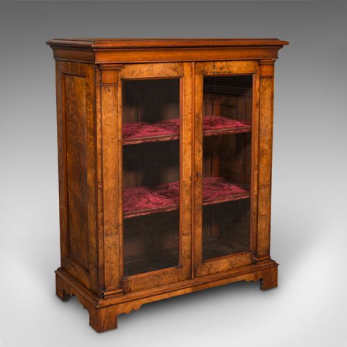 Antique Country House Display Bookcase, English, Burr Walnut, Library, Regency