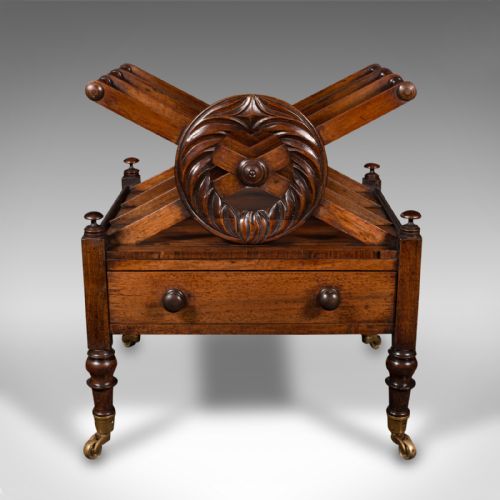 ANTIQUE CANTERBURY ENGLISH MAGAZINE STAND NEWSPAPER RACK REGENCY CIRCA 1820 - ADDITIONAL PHOTO 1