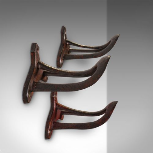 fig 2. 3 Small Antique Crop Hanging Racks, English, Coat Hooks, Equestrian, Victorian
