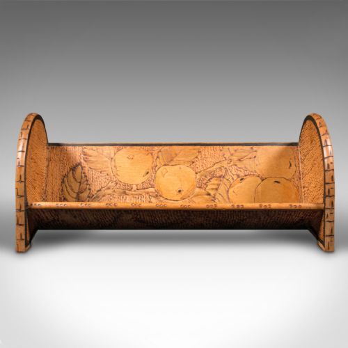 fig 1. Small Antique Novel Rest, English, Apple Wood, Book Trough, Pokerwork, Victorian
