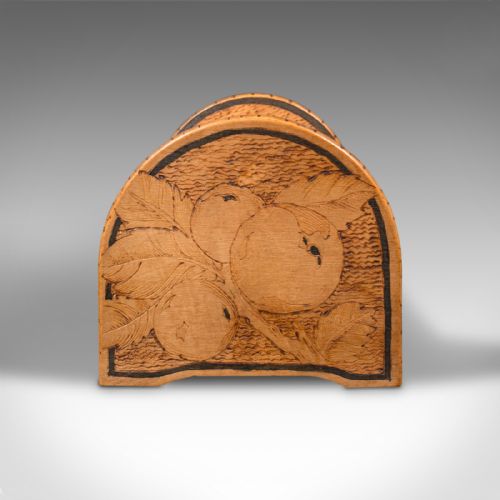 fig 2. Small Antique Novel Rest, English, Apple Wood, Book Trough, Pokerwork, Victorian