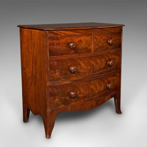 Grand Antique Bow Front Chest of Drawers, English, Tallboy, Georgian, Circa 1780