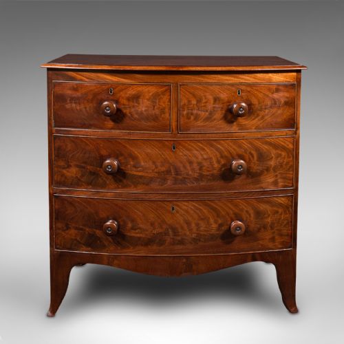 fig 3. Grand Antique Bow Front Chest of Drawers, English, Tallboy, Georgian, Circa 1780