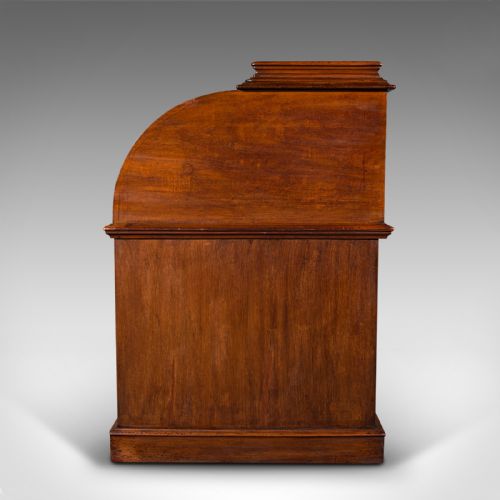 fig 4. Grand Antique Estate Pedestal Desk, English Roll Top Secretaire, Victorian, 1860