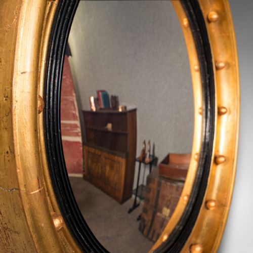fig 4. Antique Porthole Mirror, English, Convex, Decorative, Hall, Lounge, Regency