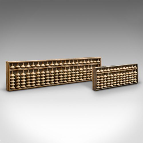 Set of 2 Antique Bamboo Trader's Abacus, Chinese, Oak, Bamboo, Victorian, C.1900