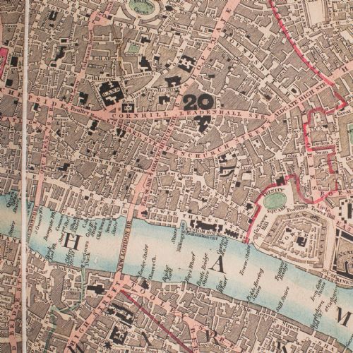 fig 6. Large 8'6 Antique London Triptych Map, English, Framed, Cartography, Victorian