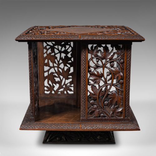 fig 1. Antique Cleric's Rotary Bookcase, Chinese, Revolving Book Shelf, Victorian, 1900