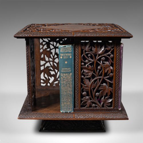 fig 2. Antique Cleric's Rotary Bookcase, Chinese, Revolving Book Shelf, Victorian, 1900