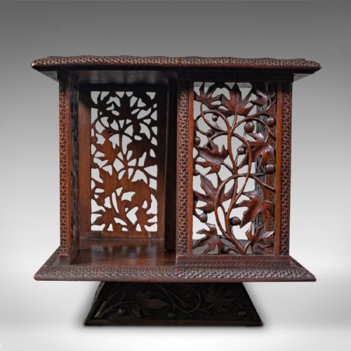 fig 3. Antique Cleric's Rotary Bookcase, Chinese, Revolving Book Shelf, Victorian, 1900