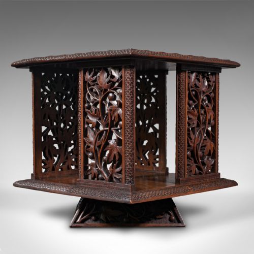 fig 4. Antique Cleric's Rotary Bookcase, Chinese, Revolving Book Shelf, Victorian, 1900