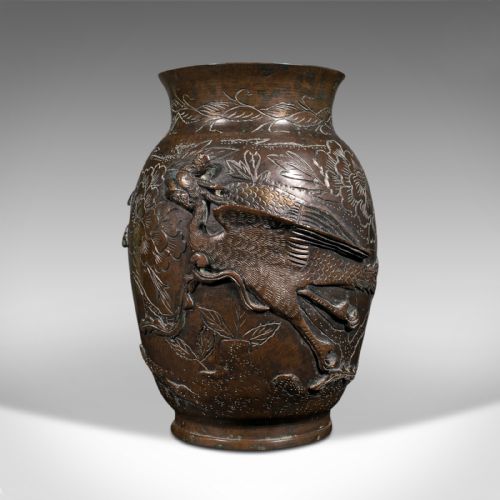 ANTIQUE DECORATIVE POSY VASE JAPANESE BRONZE MEIJI PERIOD URN VICTORIAN - ADDITIONAL PHOTO 1