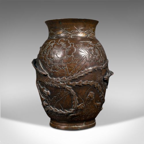 ANTIQUE DECORATIVE POSY VASE JAPANESE BRONZE MEIJI PERIOD URN VICTORIAN - ADDITIONAL PHOTO 3