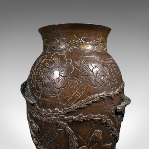 ANTIQUE DECORATIVE POSY VASE JAPANESE BRONZE MEIJI PERIOD URN VICTORIAN - ADDITIONAL PHOTO 7