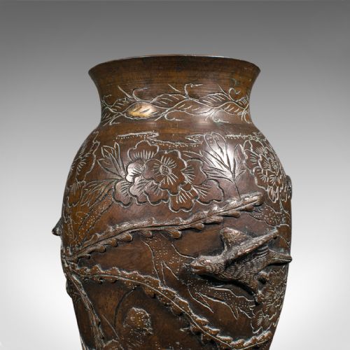 ANTIQUE DECORATIVE POSY VASE JAPANESE BRONZE MEIJI PERIOD URN VICTORIAN - ADDITIONAL PHOTO 8