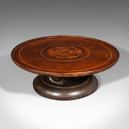 Antique Lazy Susan, English Walnut, Inlay, Afternoon Tea, Cake Stand, William IV