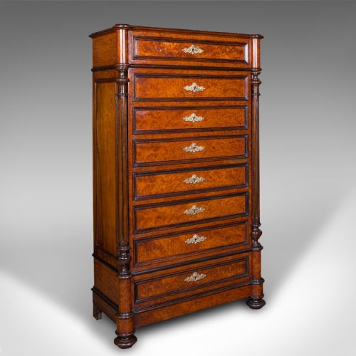 fig 1. Antique Escritoire Cabinet, French Secretaire, Chest of Drawers, Victorian, 1900