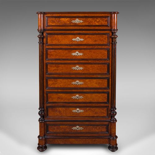 fig 2. Antique Escritoire Cabinet, French Secretaire, Chest of Drawers, Victorian, 1900