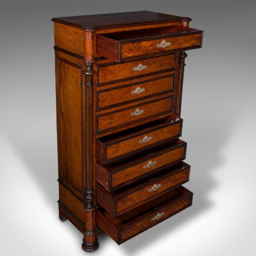 fig 6. Antique Escritoire Cabinet, French Secretaire, Chest of Drawers, Victorian, 1900