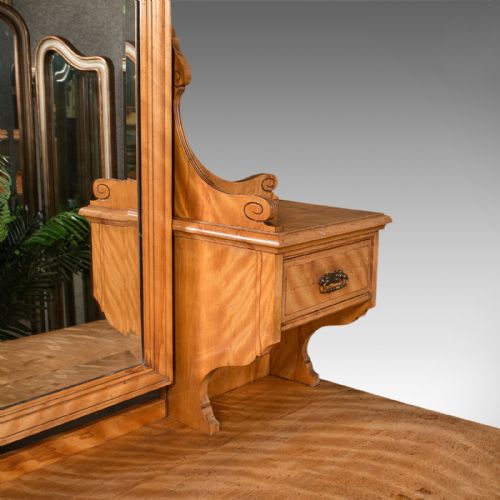 GRAND ANTIQUE DRESSING TABLE SCOTTISH SATINWOOD BEDROOM VANITY VICTORIAN - ADDITIONAL PHOTO 7