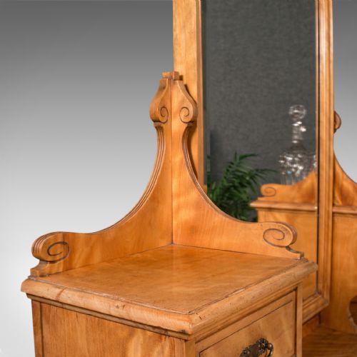 GRAND ANTIQUE DRESSING TABLE SCOTTISH SATINWOOD BEDROOM VANITY VICTORIAN - ADDITIONAL PHOTO 8