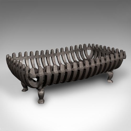 Antique Fire Grate, English, Cast Iron, Hearth, Basket, Fireplace, Victorian
