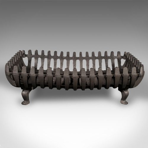 fig 1. Antique Fire Grate, English, Cast Iron, Hearth, Basket, Fireplace, Victorian