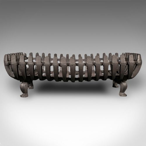 fig 2. Antique Fire Grate, English, Cast Iron, Hearth, Basket, Fireplace, Victorian